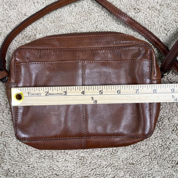 Brown Leather Purse Woven Bronze Studded Crossbody Bag Boho Soft Made in India - Picture 7 of 8